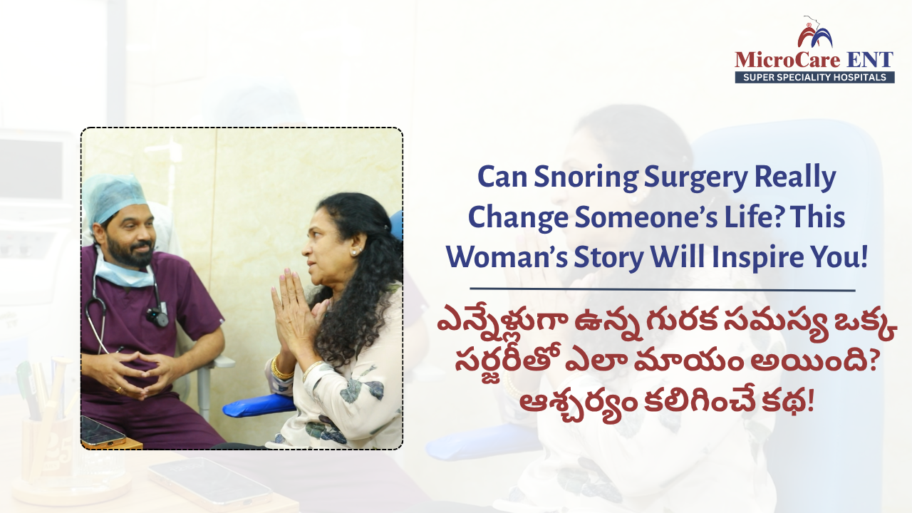 Mrs Indra Krishna Reddy smiling after successful snoring treatment at MicroCare ENT Hospital, Hyderabad