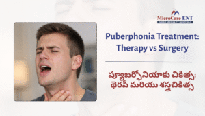 Puberphonia treatment options voice therapy vs surgery at MicroCare ENT Hospital Hyderabad Telangana
