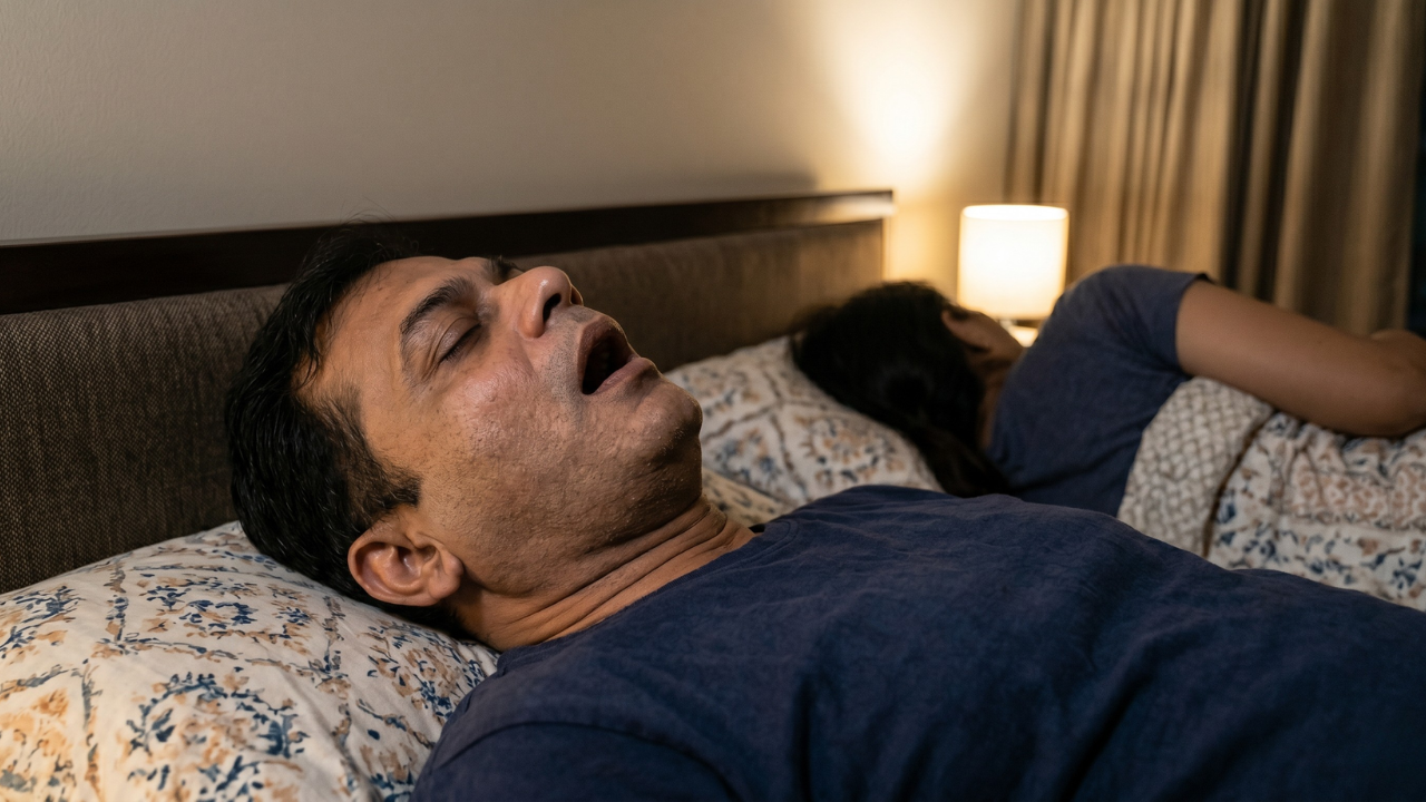 man snoring during sleep problem Kukatpally Hyderabad snoring treatment MicroCare ENT
