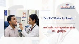 ENT doctor examining tonsils patient KPHB Kukatpally Hyderabad tonsillitis treatment