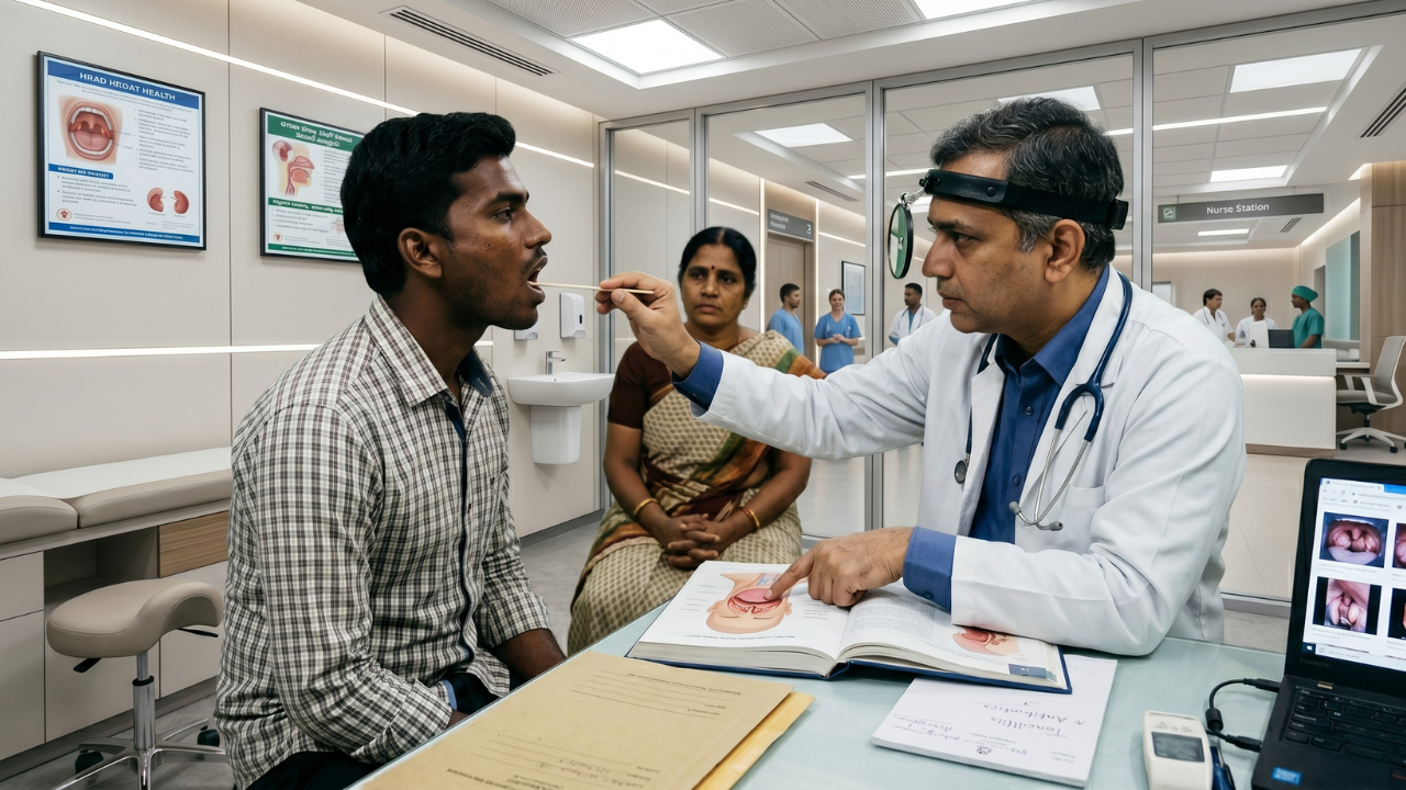 tonsillitis symptoms swollen tonsils sore throat Kukatpally Hyderabad