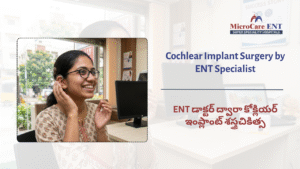 ENT surgeon performing cochlear implant surgery Kukatpally Hyderabad