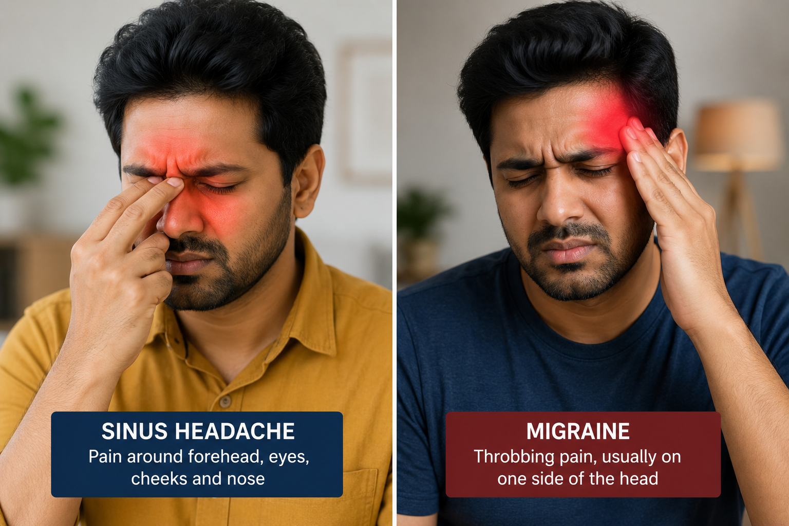 sinus headache vs migraine facial pain symptoms Hyderabad