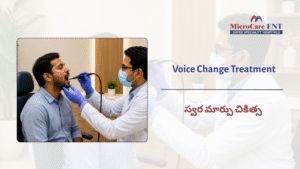 ENT doctor examining vocal cords voice problem Hyderabad
