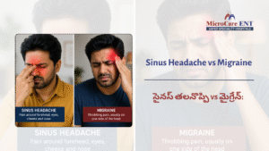 ENT doctor evaluating sinus headache patient Kukatpally Hyderabad
