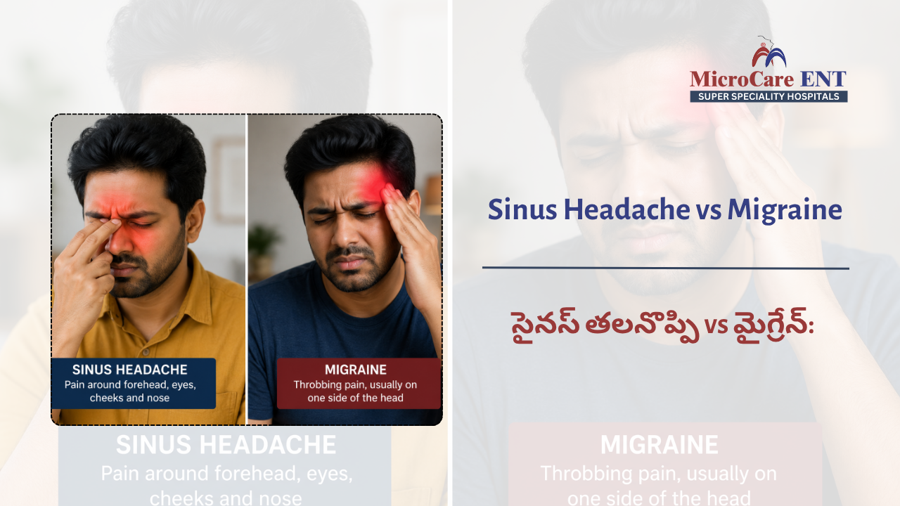 ENT doctor evaluating sinus headache patient Kukatpally Hyderabad
