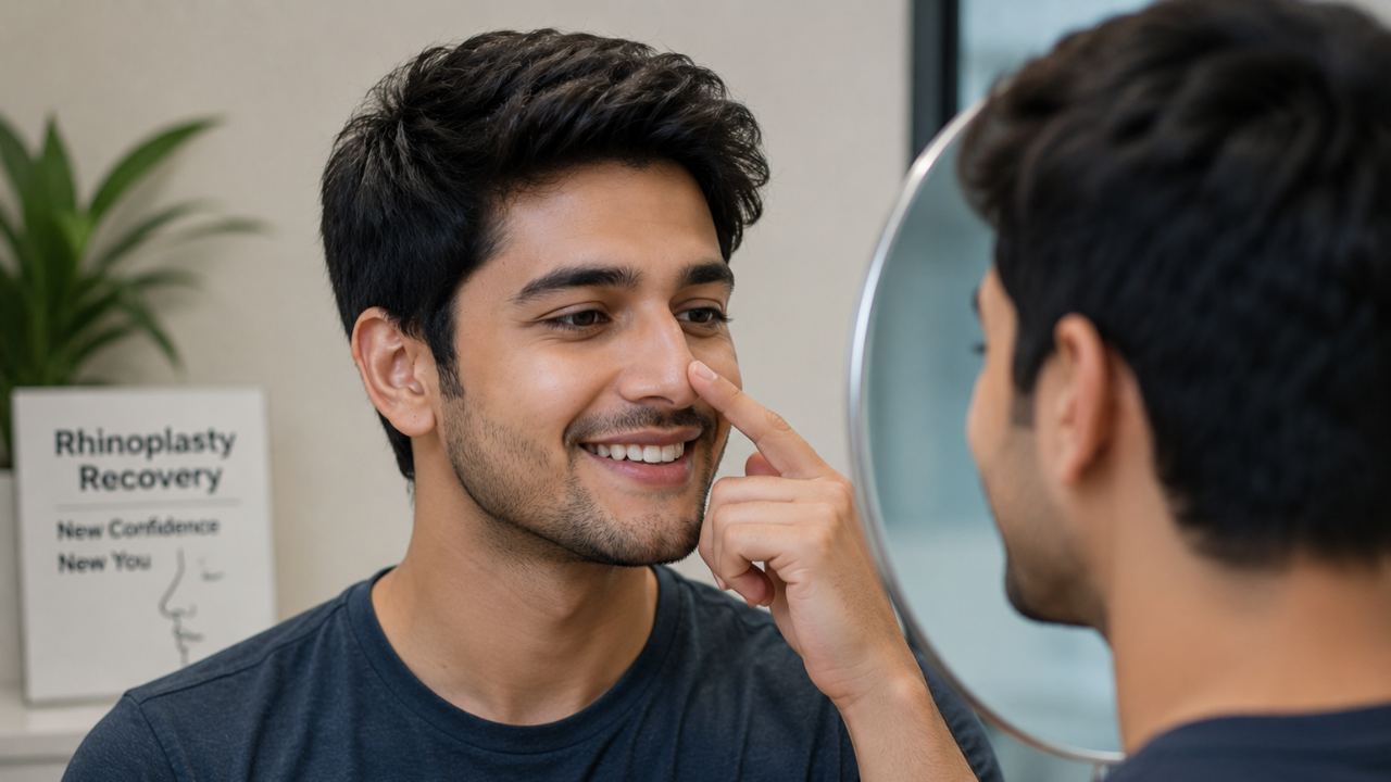 patient recovering after rhinoplasty surgery Hyderabad