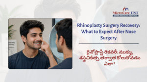 ENT specialist checking rhinoplasty patient Hyderabad