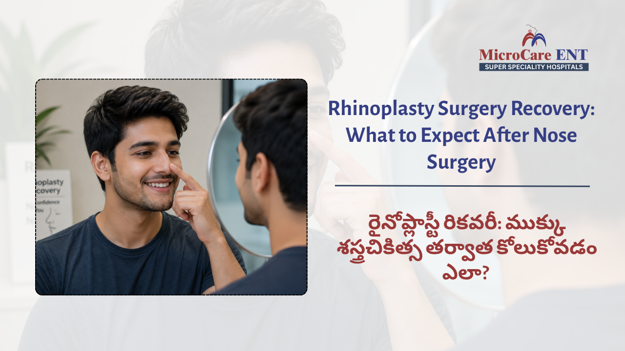 ENT specialist checking rhinoplasty patient Hyderabad