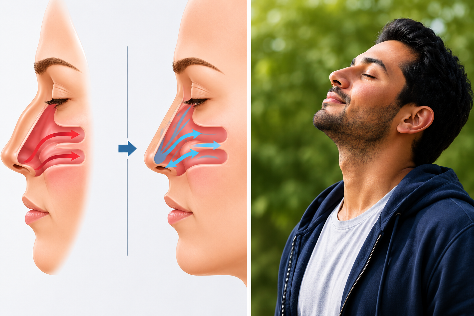 patient breathing comfortably after rhinoplasty surgery Hyderabad