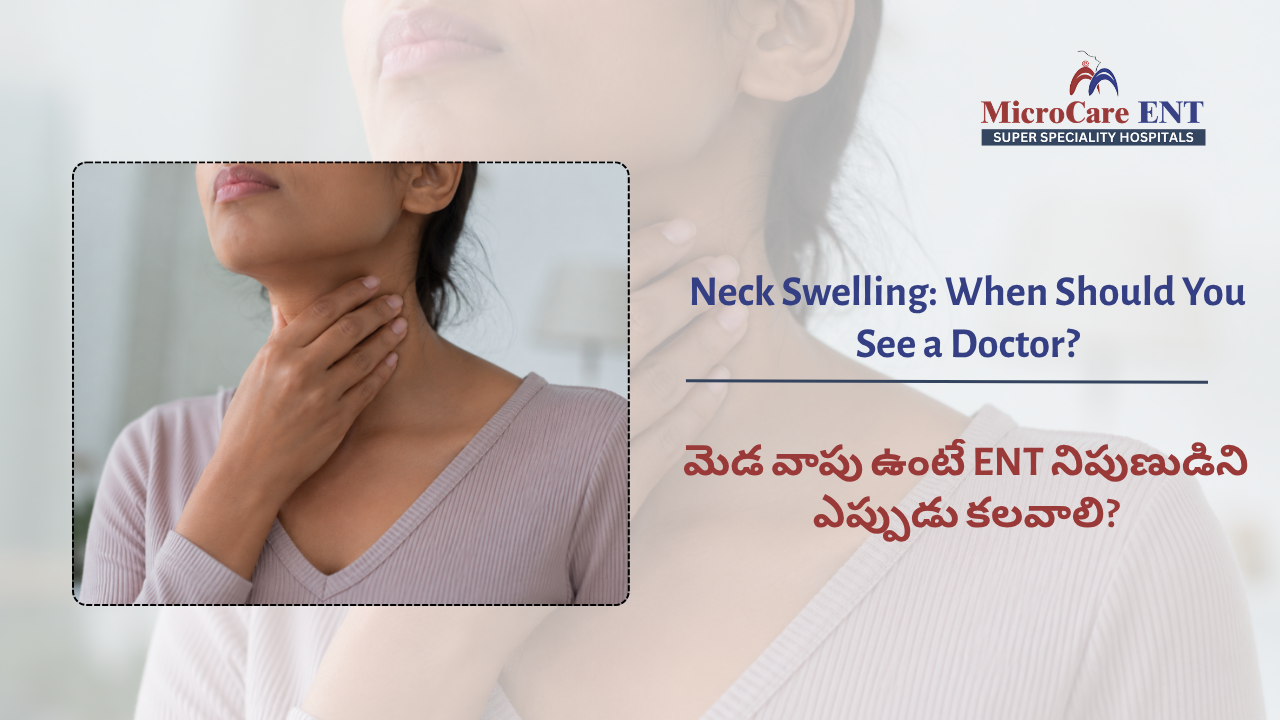 ENT doctor examining neck swelling patient at MicroCare ENT Hospital Kukatpally