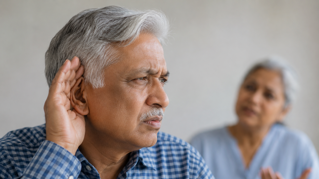 elderly patient showing early signs of hearing loss at MicroCare ENT Hospital Hyderabad