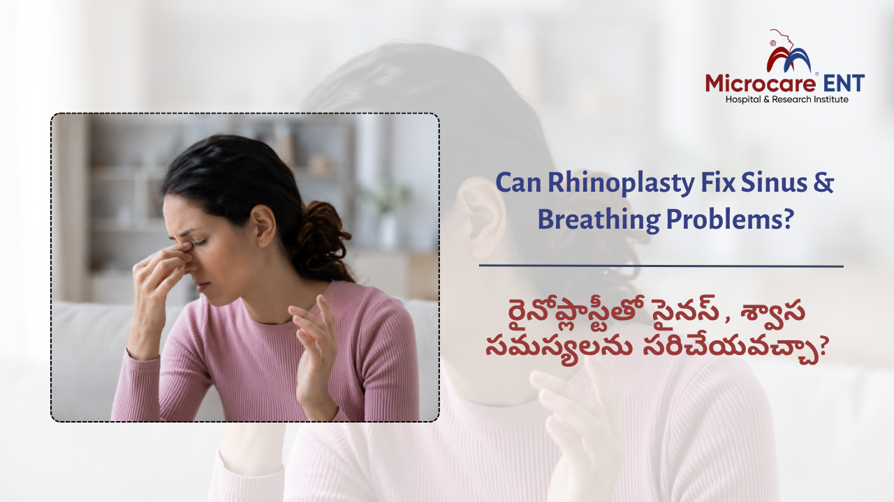 woman suffering from sinus and breathing problems before rhinoplasty treatment in Hyderabad