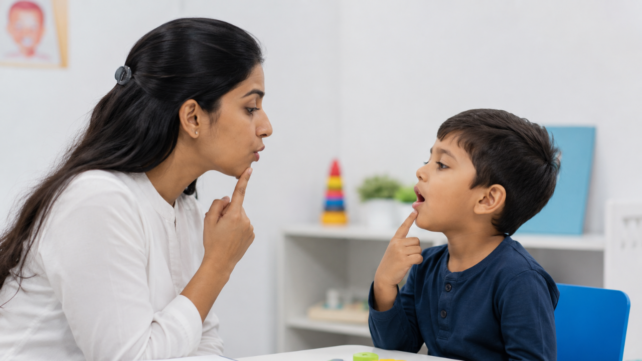 child receiving speech therapy at MicroCare ENT Hospital Hyderabad